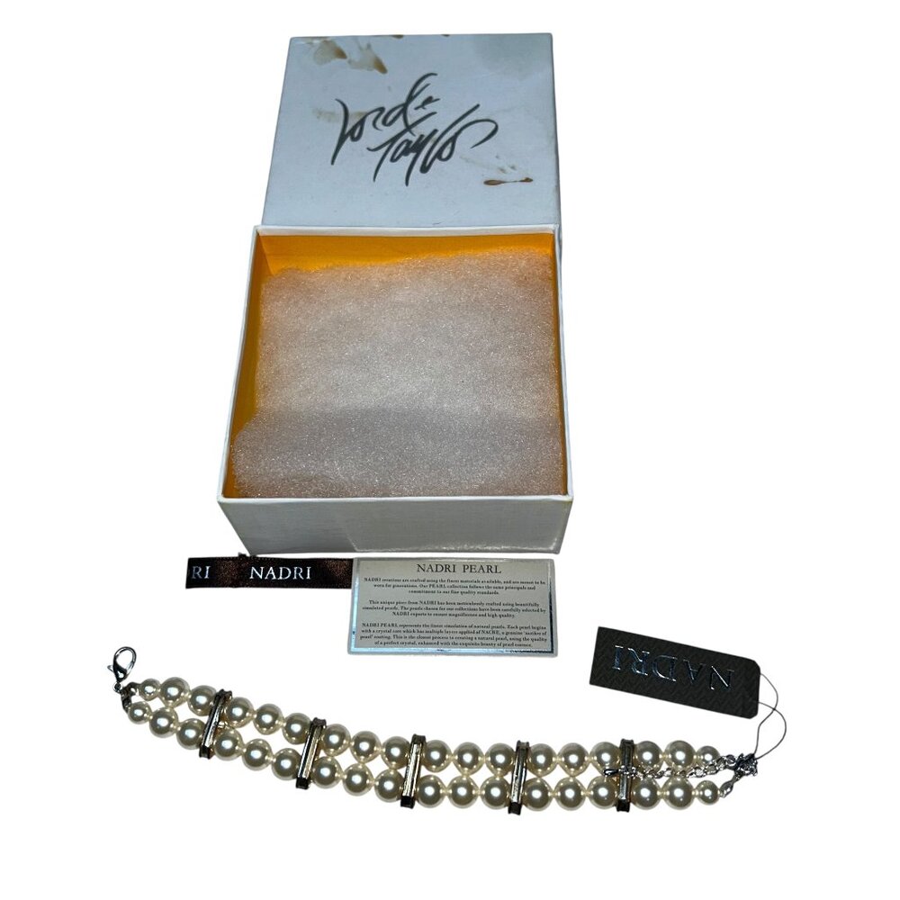 Nadri Pearl and Silver Tone Bracelet